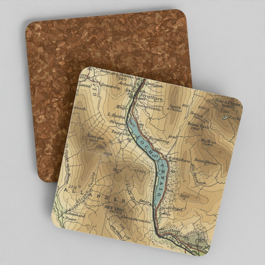 Loch Lubnaig historic map coaster, Bartholomew Half-Inch, 1903