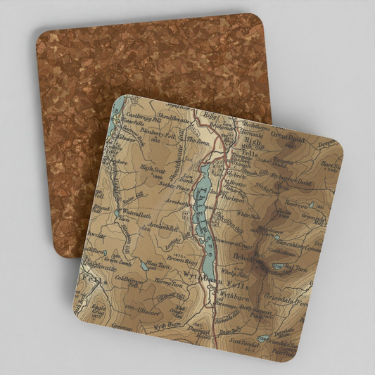 Thirlmere historic map coaster, Bartholomew Half-Inch, 1903