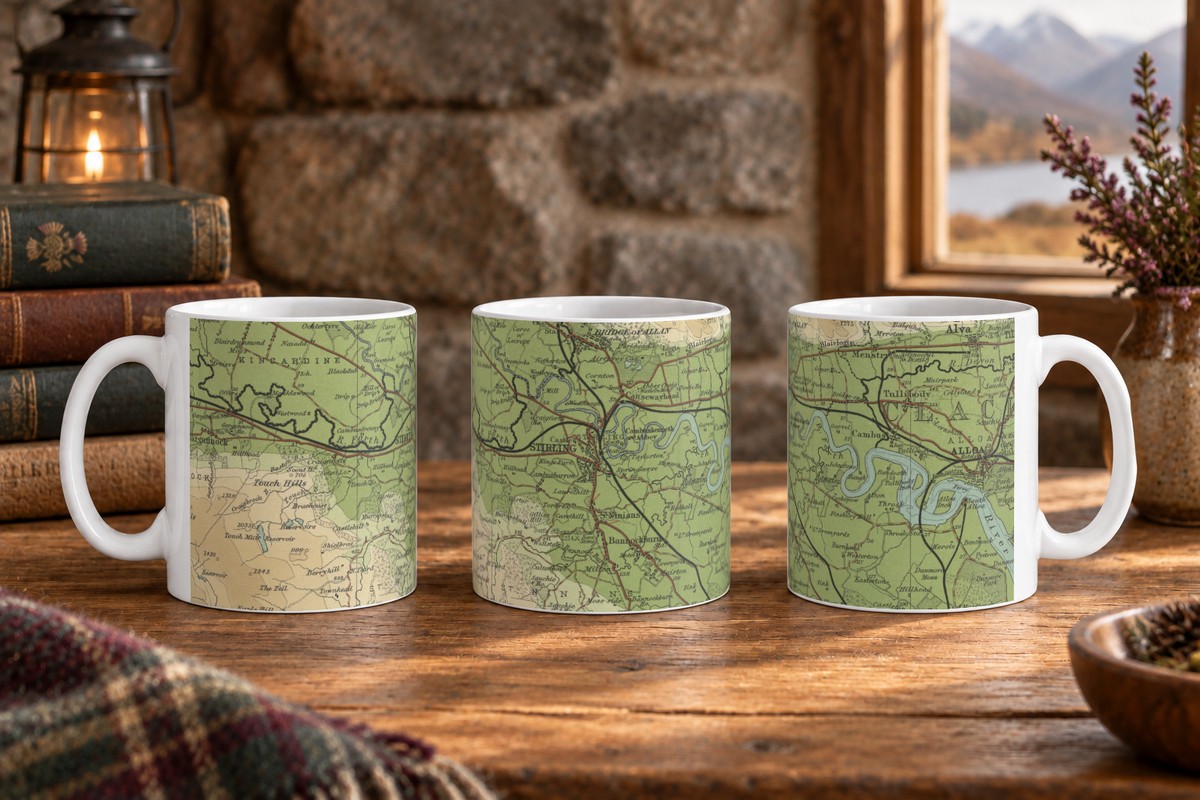 Stirling historic map mug, Bartholomew Half-Inch, 1903