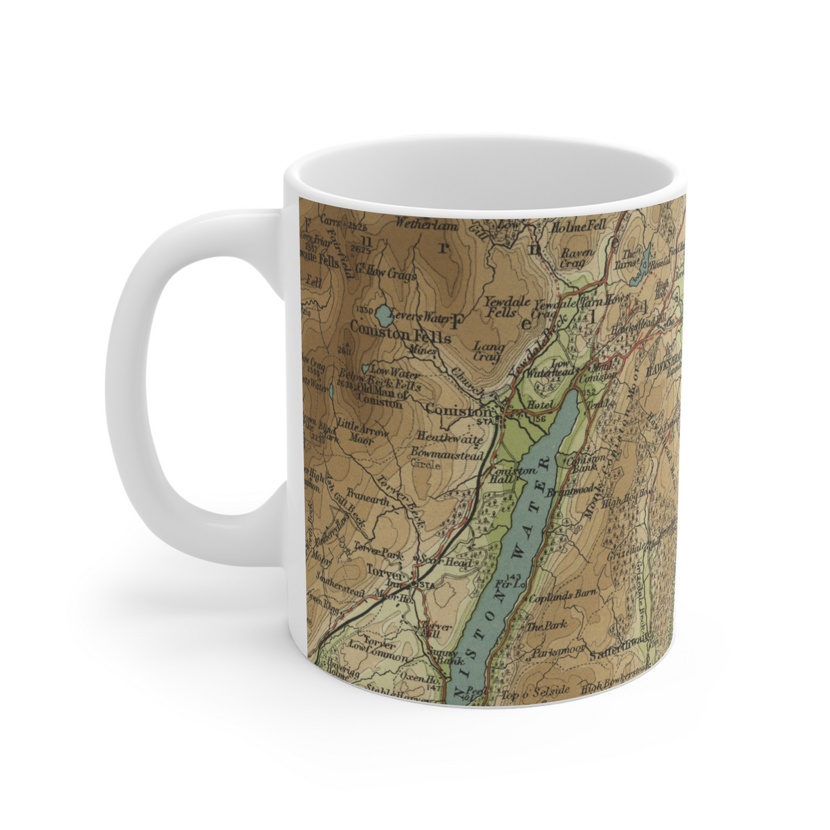 Esthwaite Water historic map mug, Bartholomew Half-Inch, 1903