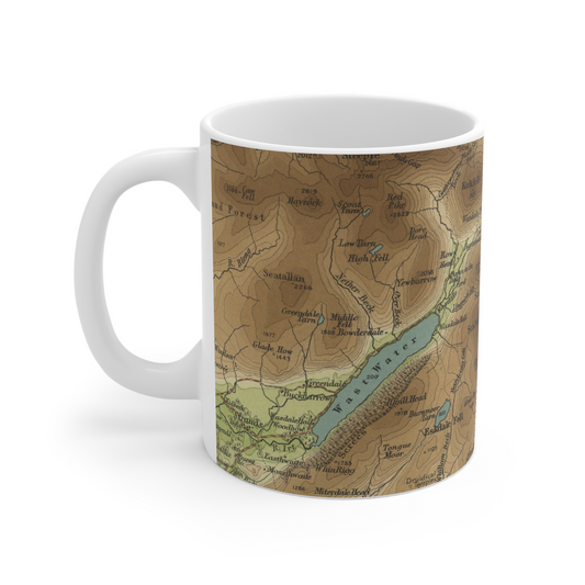 Scafell Pike historic map mug, Bartholomew Half-Inch, 1903
