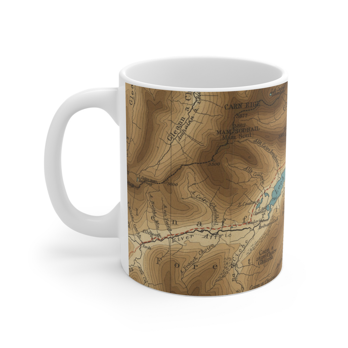 Loch Affric historic map mug, Bartholomew Half-Inch, 1902