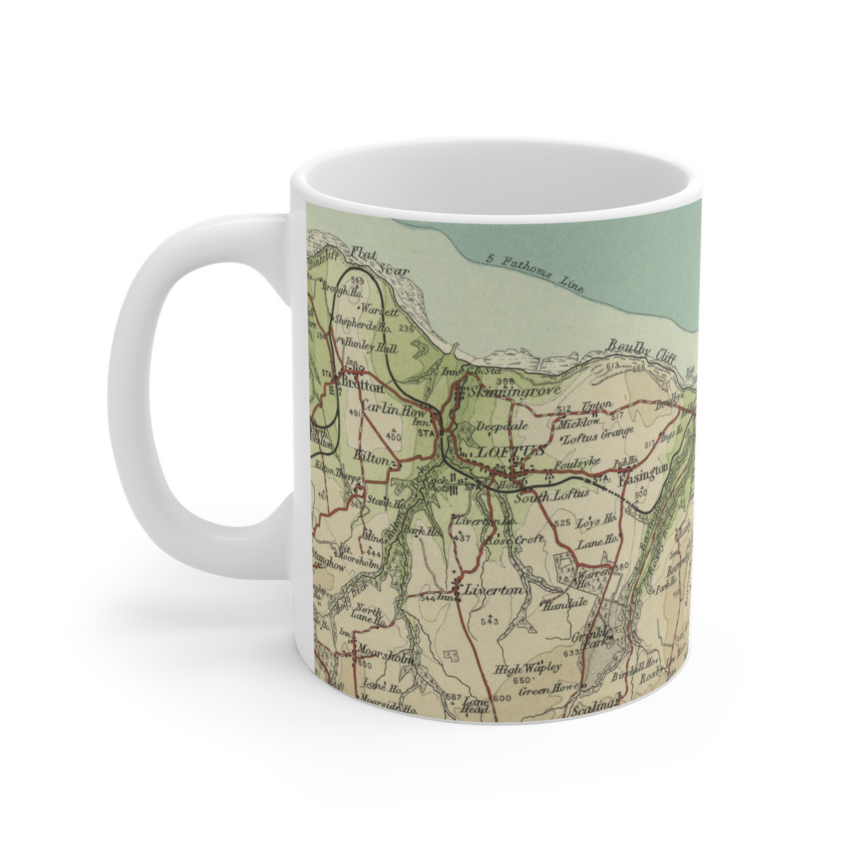 Staithes historic map mug, Bartholomew Half-Inch, 1903