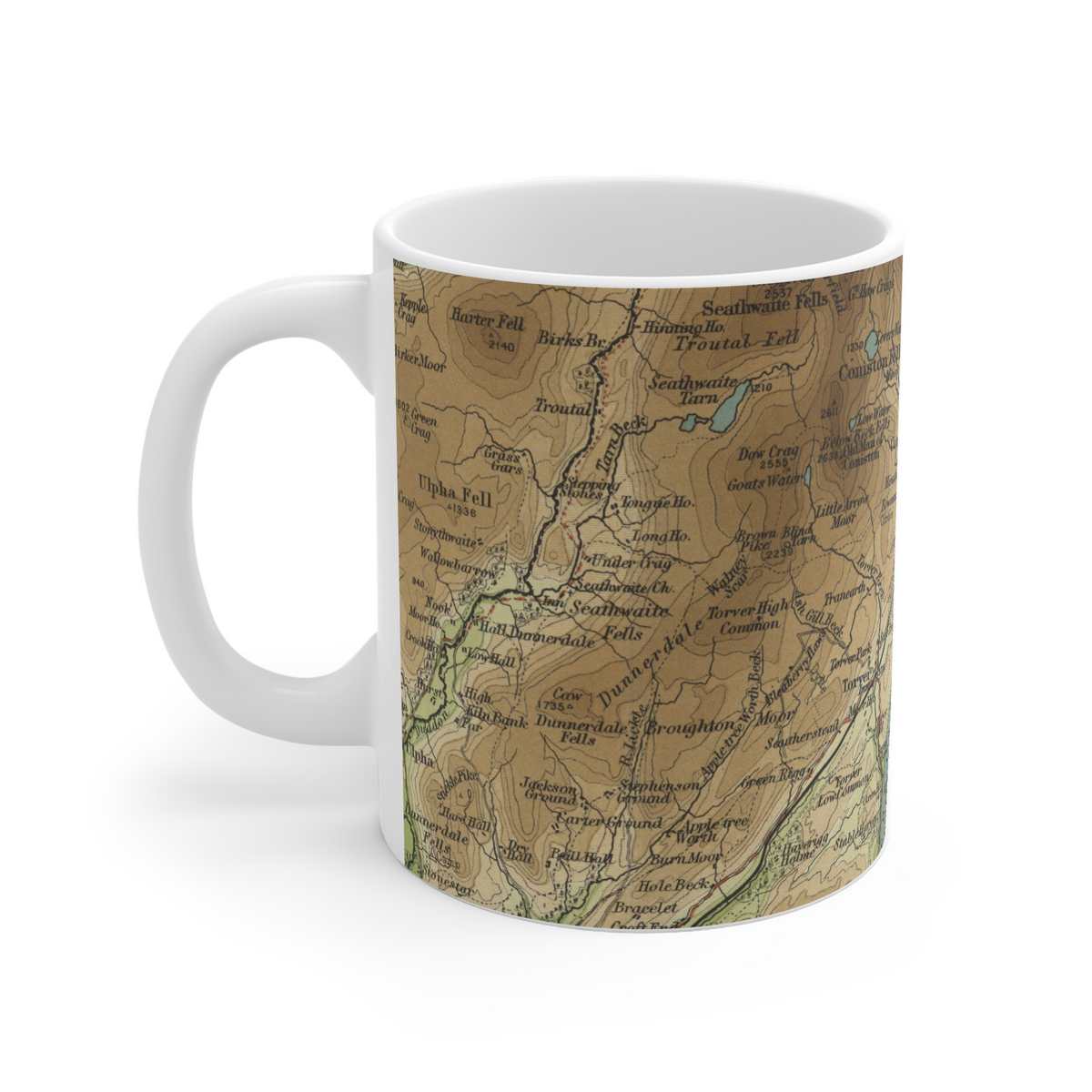 Coniston Water historic map mug, Bartholomew Half-Inch, 1903