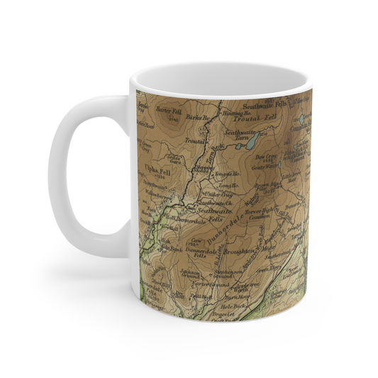 Coniston Water historic map mug, Bartholomew Half-Inch, 1903