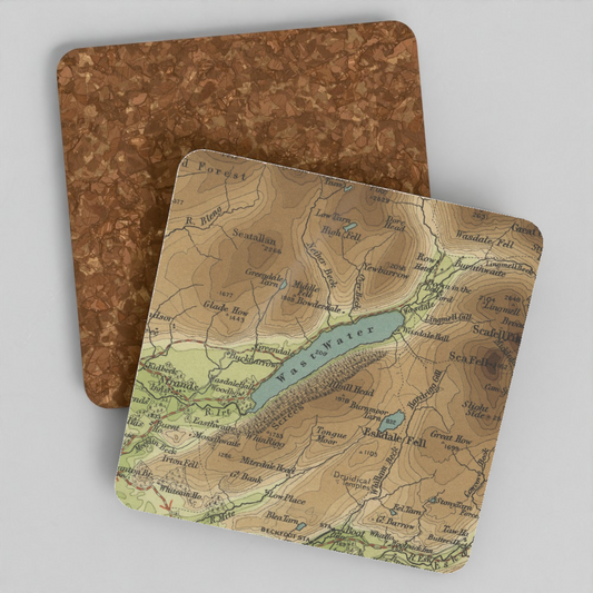 Wastwater historic map coaster, Bartholomew Half-Inch, 1903