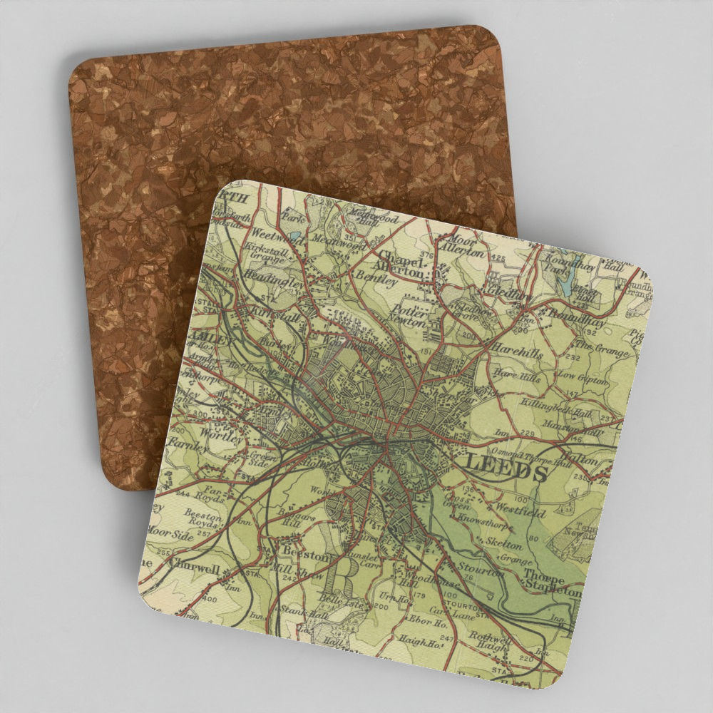 Leeds historic map coaster, Bartholomew Half-Inch, 1906