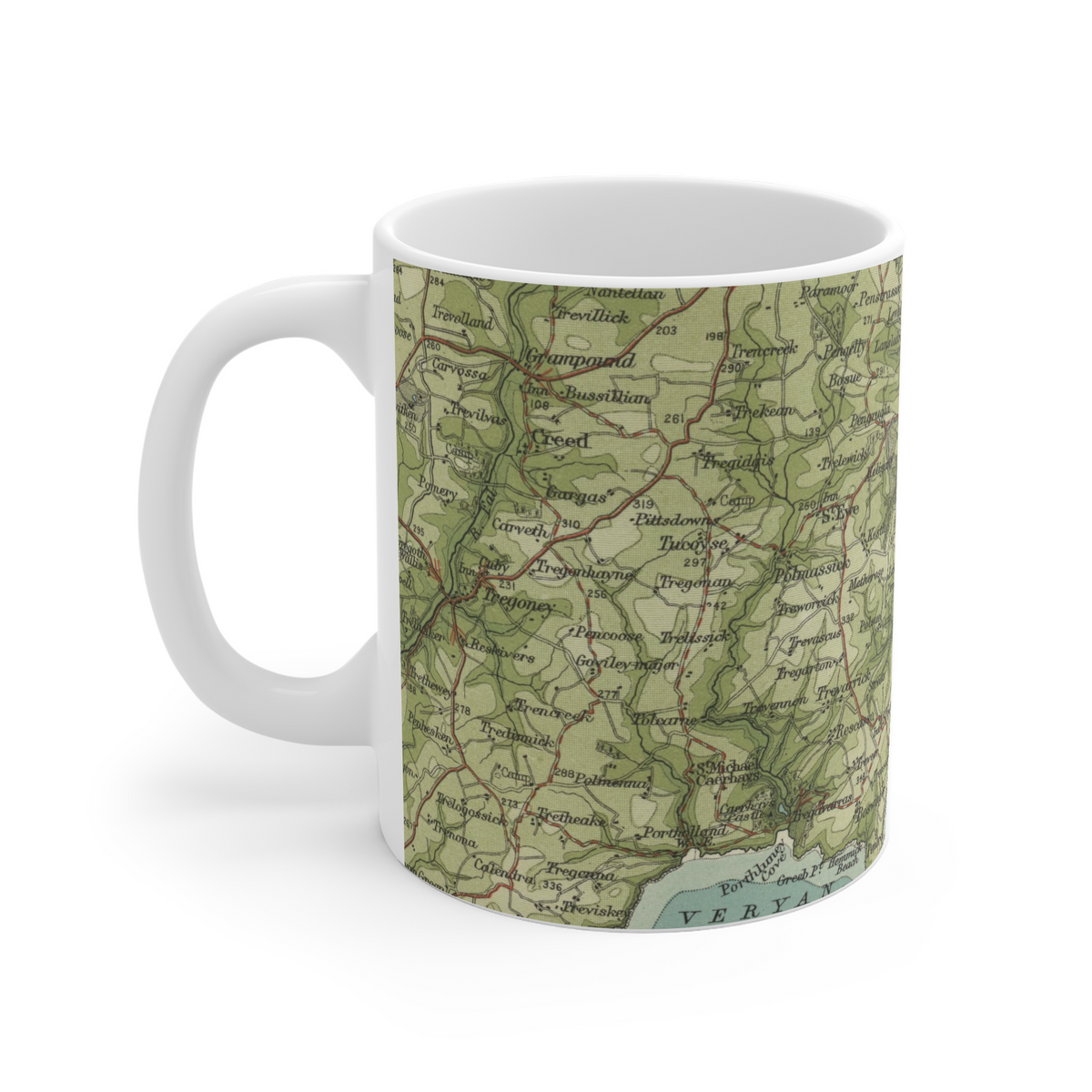 Mevagissey historic map mug, Bartholomew Half-Inch, 1903