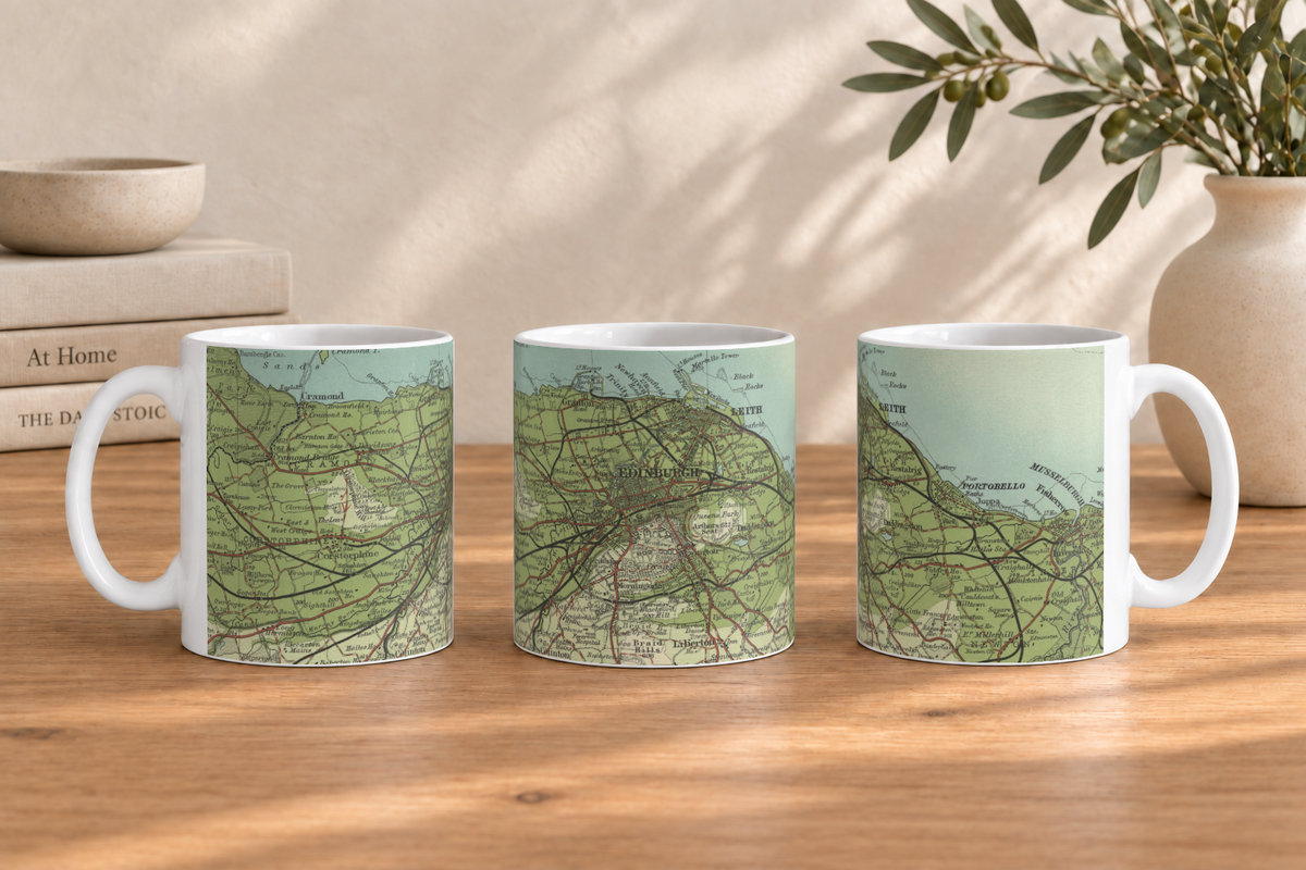 Edinburgh historic map mug, Bartholomew Half-Inch, 1903