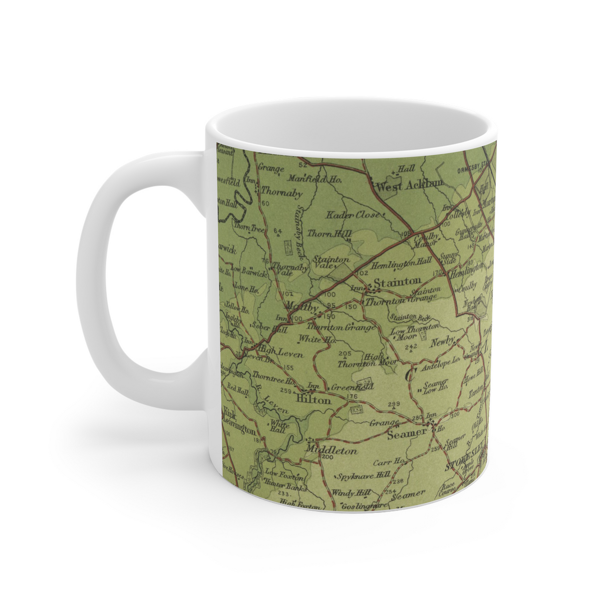 Roseberry Topping historic map mug, Bartholomew Half-Inch, 1904