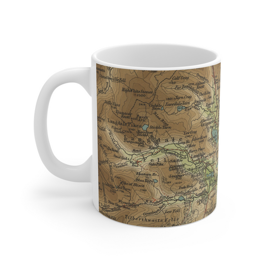 Rydal Water historic map mug, Bartholomew Half-Inch, 1903
