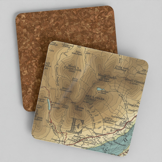 Ben Lawers historic map coaster, Bartholomew Half-Inch, 1903