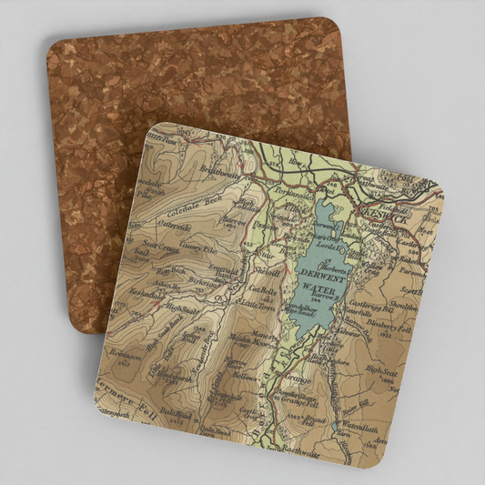 Cat Bells historic map coaster, Bartholomew Half-Inch, 1903