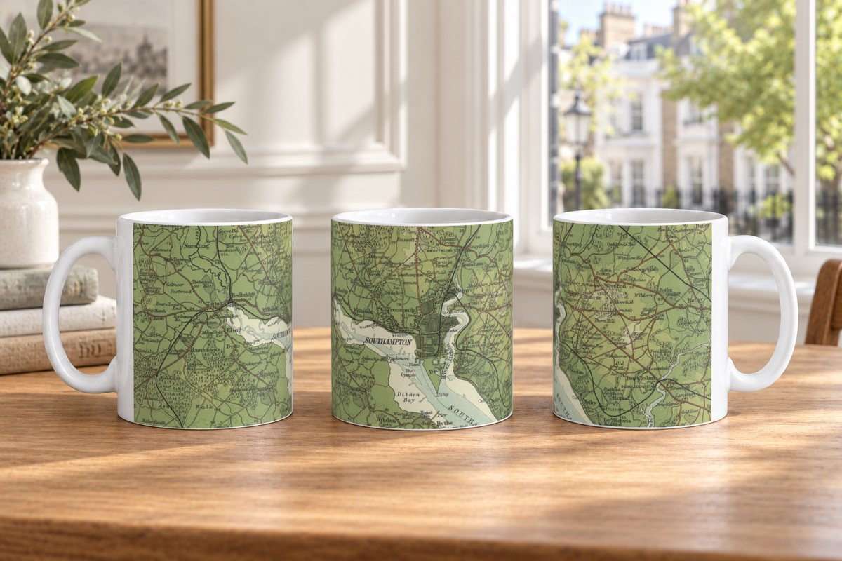 Southampton historic map mug, Bartholomew Half-Inch, 1902