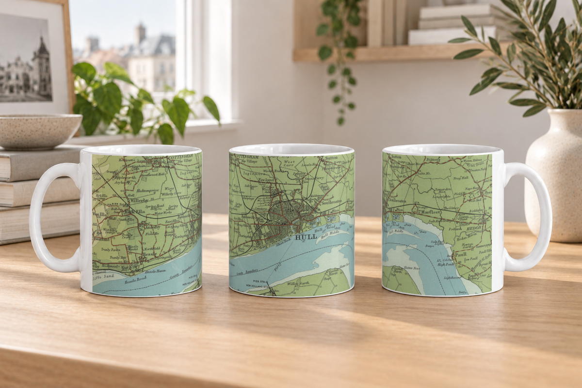 Kingston-upon-Hull historic map mug, Bartholomew Half-Inch, 1902