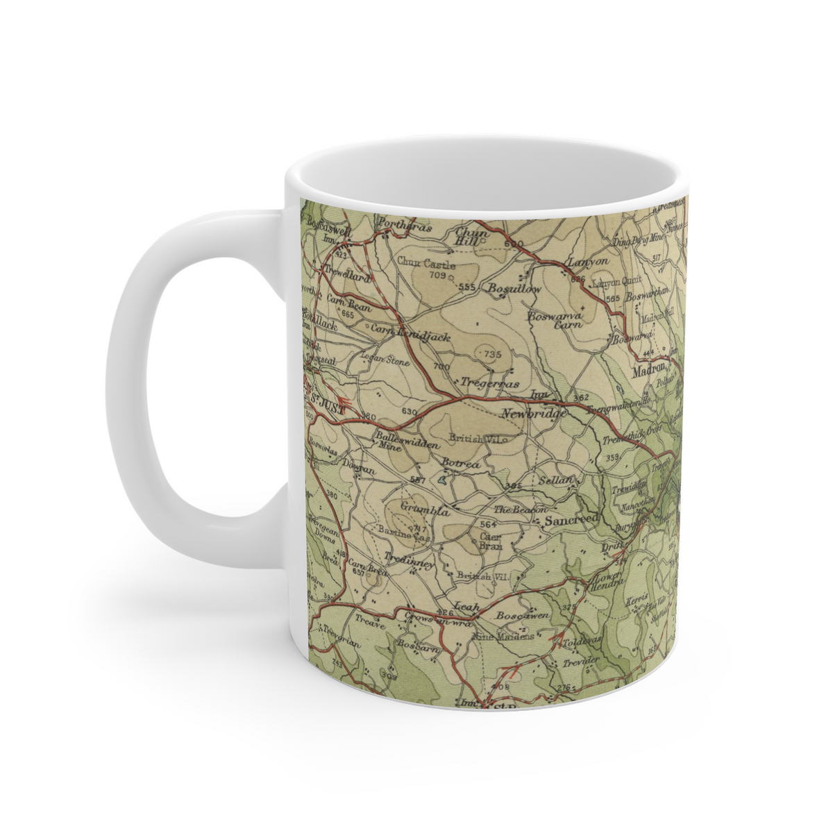 Penzance historic map mug, Bartholomew Half-Inch, 1903