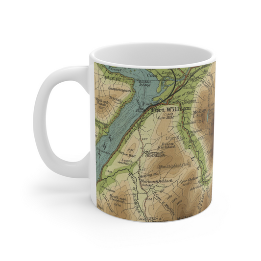 Ben Nevis historic map mug, Bartholomew Half-Inch, 1904