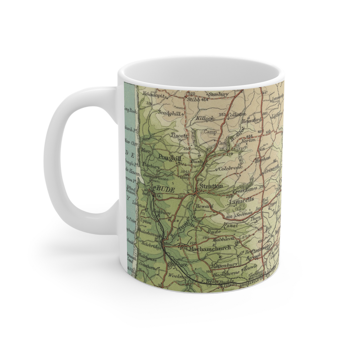 Bude historic map mug, Bartholomew Half-Inch, 1903