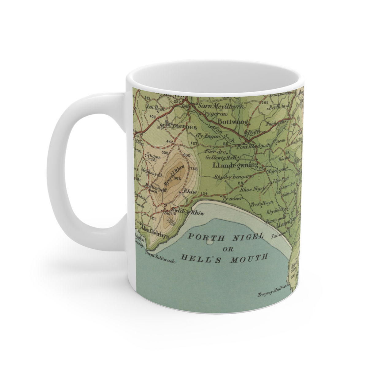 Abersoch historic map mug, Bartholomew Half-Inch, 1904