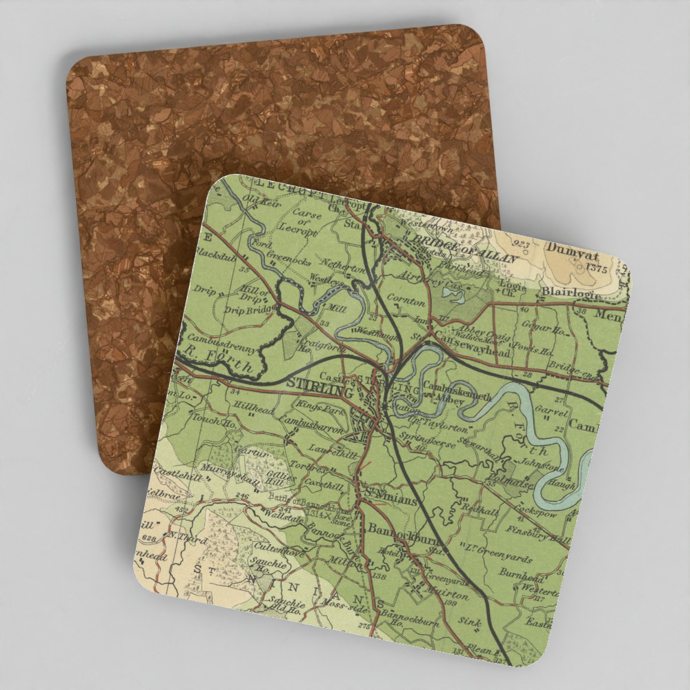 Stirling historic map coaster, Bartholomew Half-Inch, 1903