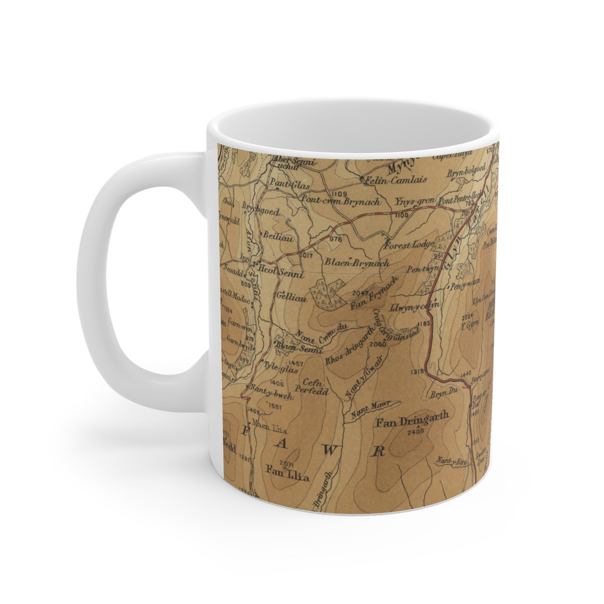 Pen y Fan historic map mug, Bartholomew Half-Inch, 1903