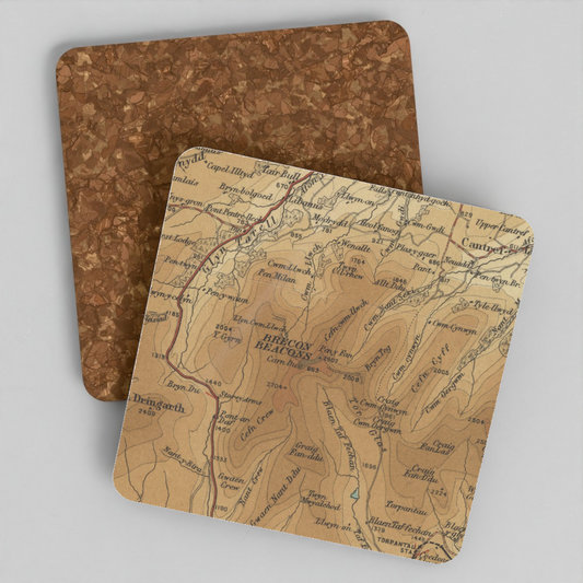 Pen y Fan historic map coaster, Bartholomew Half-Inch, 1903