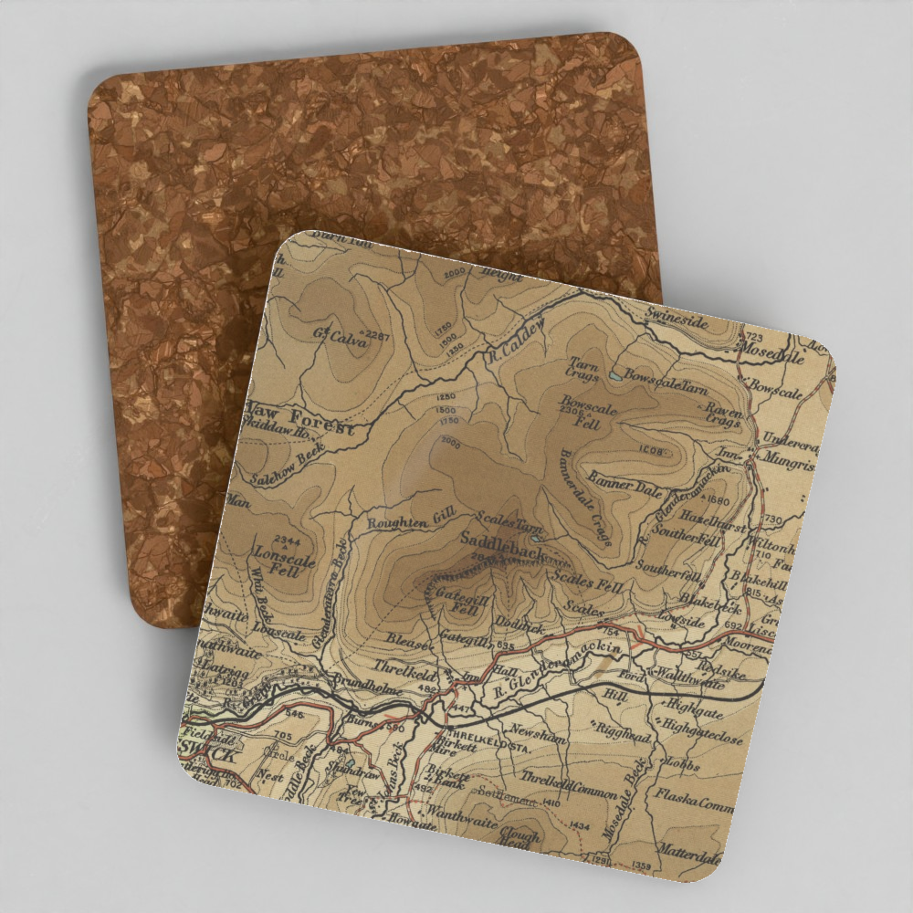 Blencathra historic map coaster, Bartholomew Half-Inch, 1903