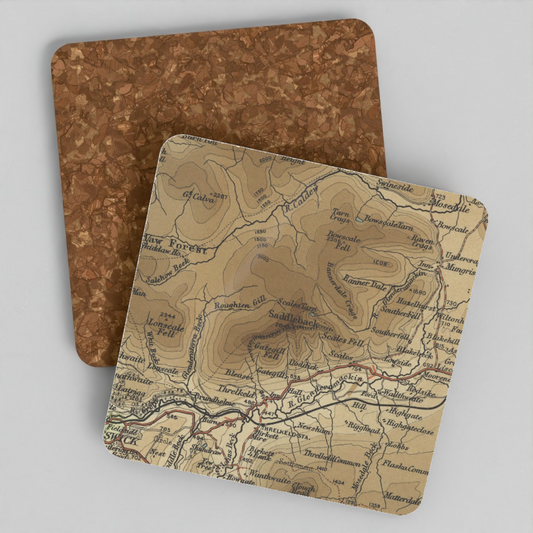 Blencathra historic map coaster, Bartholomew Half-Inch, 1903