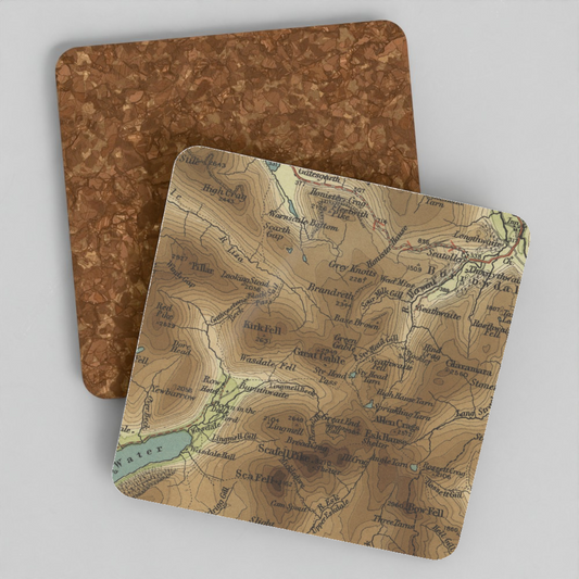 Great Gable historic map coaster, Bartholomew Half-Inch, 1903