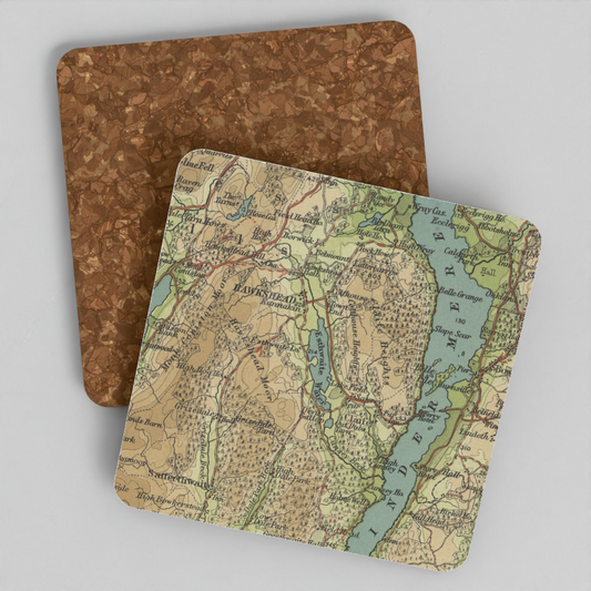 Esthwaite Water historic map coaster, Bartholomew Half-Inch, 1903