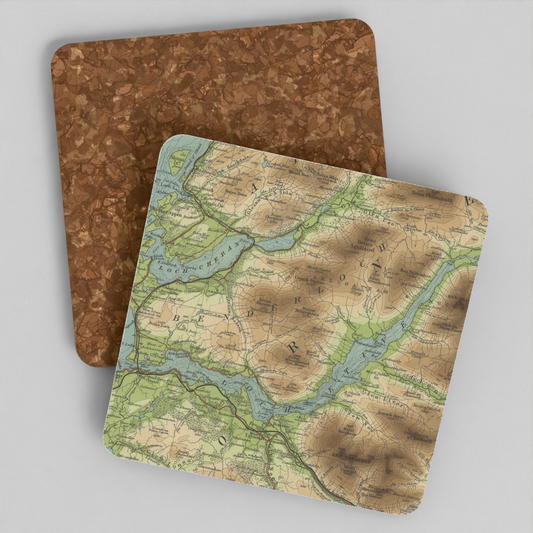 Loch Etive historic map coaster, Bartholomew Half-Inch, 1903