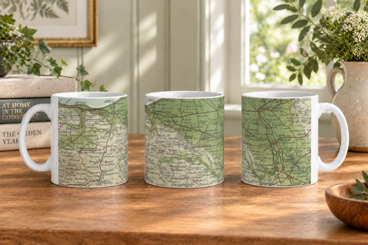 St Asaph historic map mug, Bartholomew Half-Inch, 1904