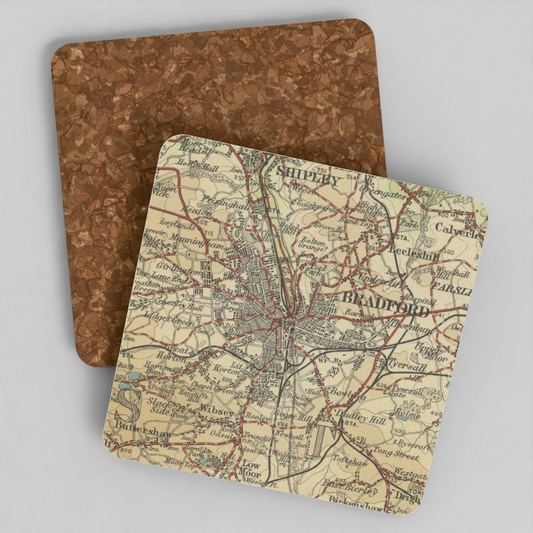 Bradford historic map coaster, Bartholomew Half-Inch, 1906