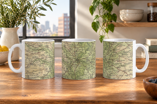 Durham historic map mug, Bartholomew Half-Inch, 1904