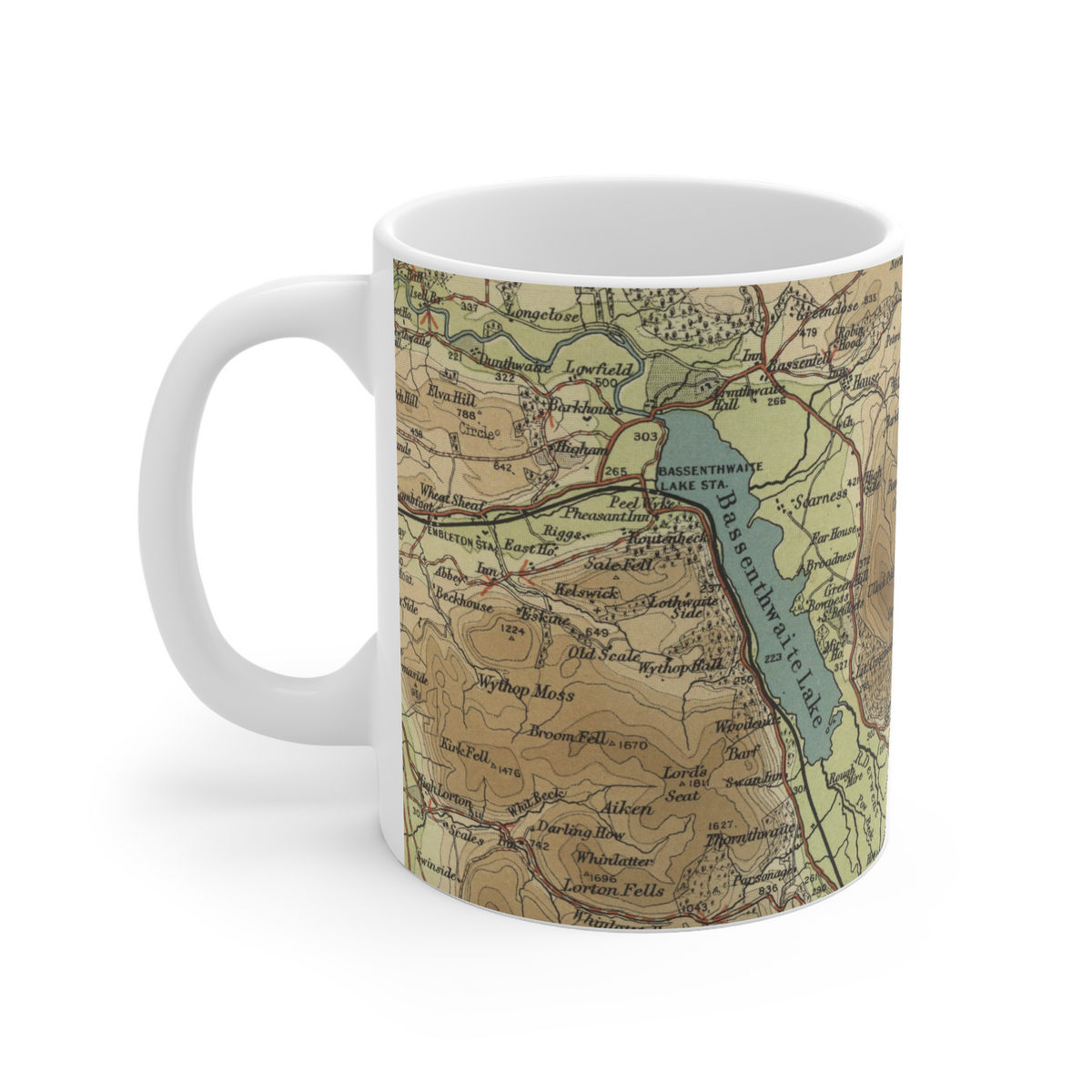 Skiddaw historic map mug, Bartholomew Half-Inch, 1903