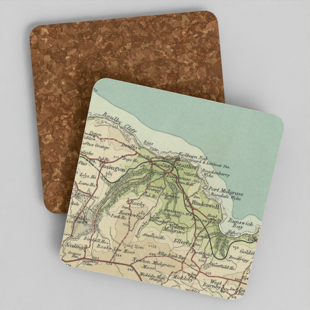 Staithes historic map coaster, Bartholomew Half-Inch, 1903