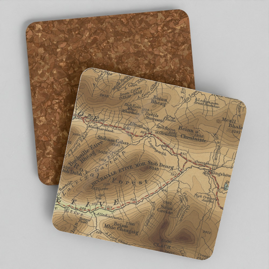 Buachaille Etive Mòr historic map coaster, Bartholomew Half-Inch, 1903