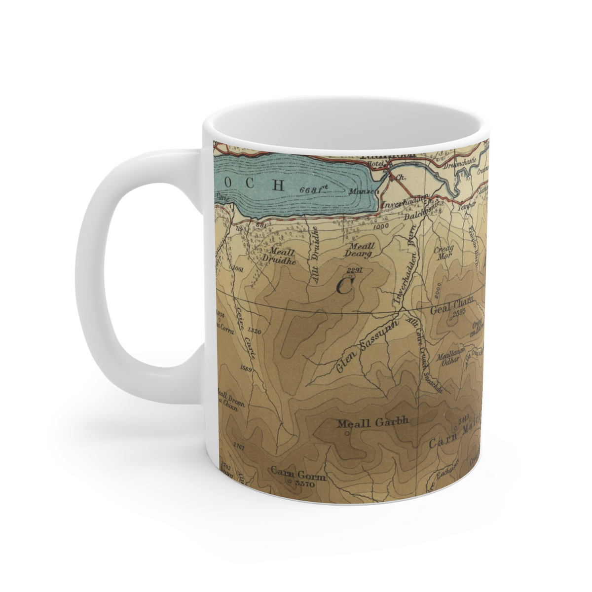 Schiehallion historic map mug, Bartholomew Half-Inch, 1903