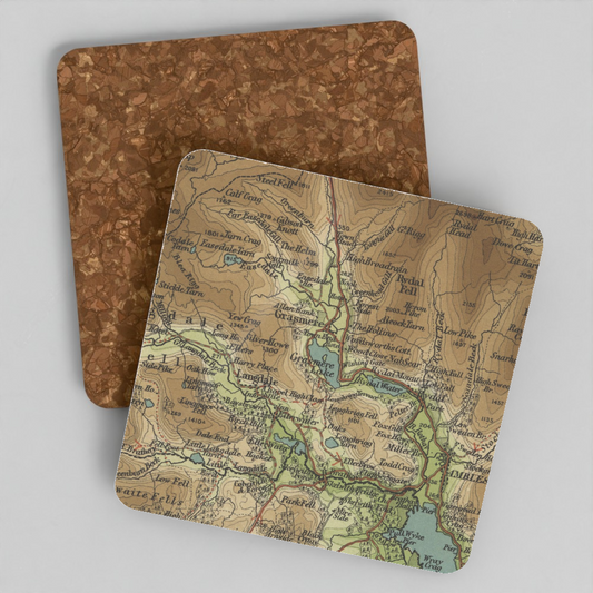 Grasmere historic map coaster, Bartholomew Half-Inch, 1903