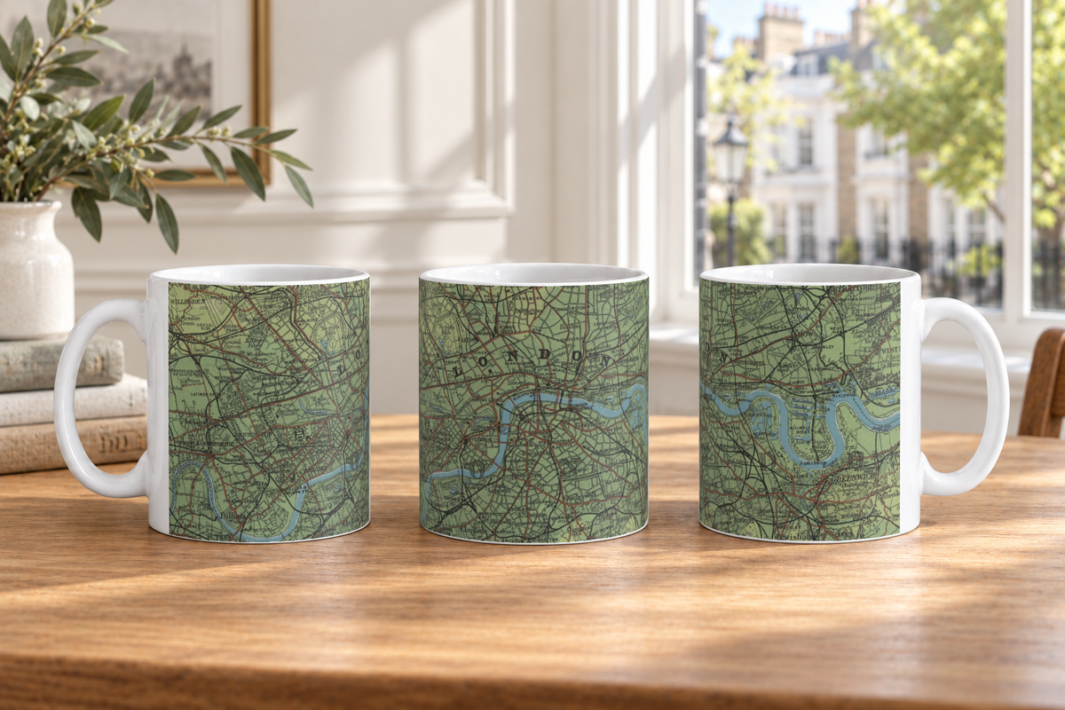 London historic map mug, Bartholomew Half-Inch, 1903