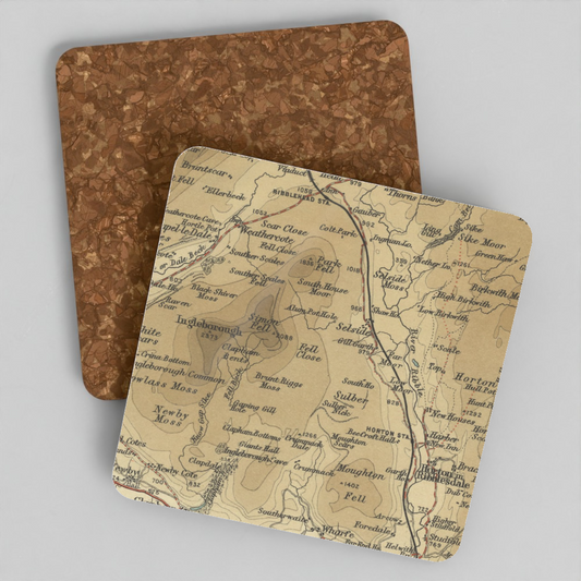 Ingleborough historic map coaster, Bartholomew Half-Inch, 1906
