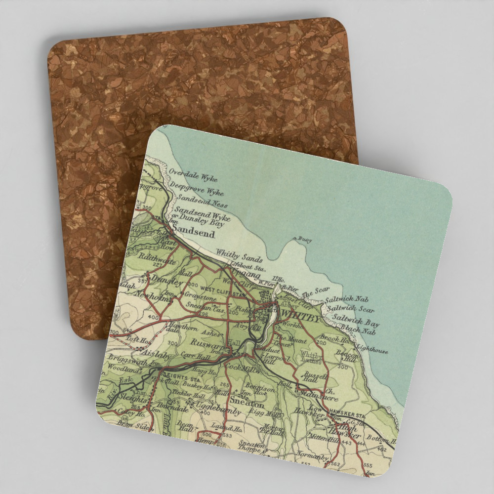 Whitby historic map coaster, Bartholomew Half-Inch, 1903