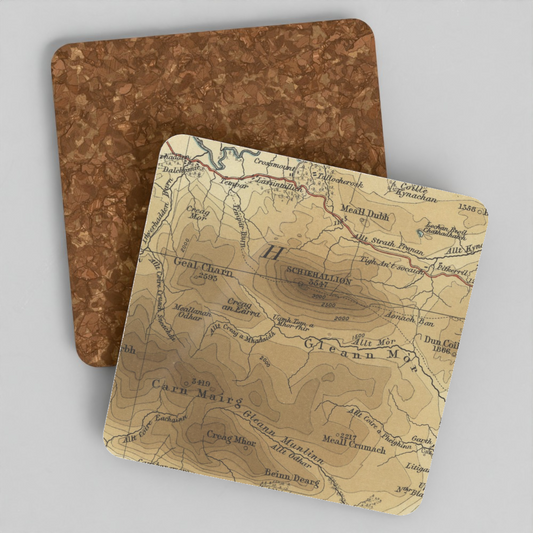 Schiehallion historic map coaster, Bartholomew Half-Inch, 1903