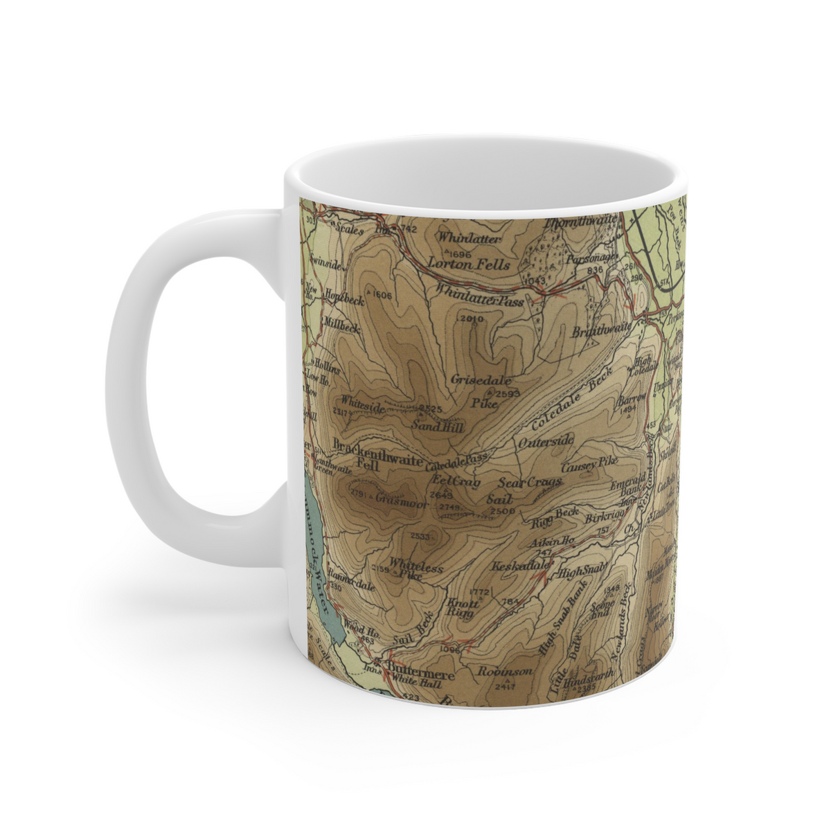 Derwentwater historic map mug, Bartholomew Half-Inch, 1903