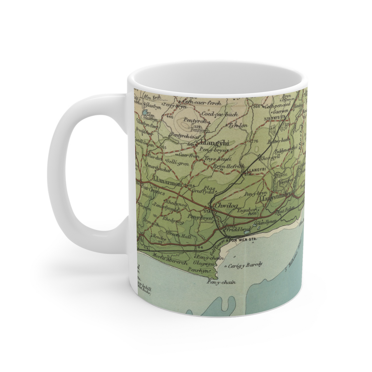 Criccieth historic map mug, Bartholomew Half-Inch, 1904