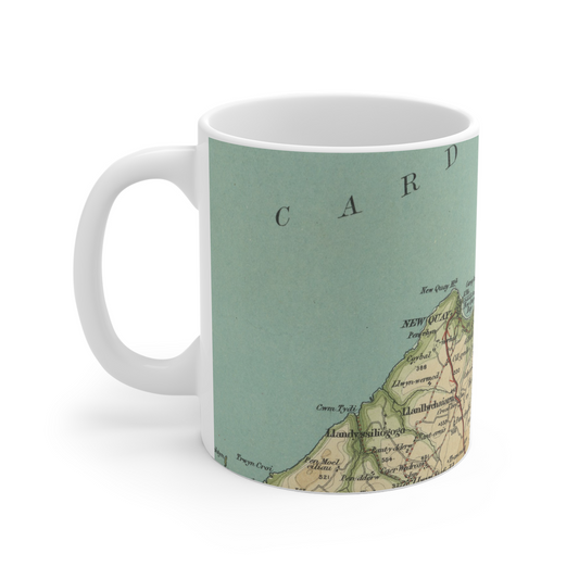 New Quay historic map mug, Bartholomew Half-Inch, 1903