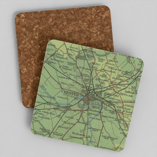 Chester historic map coaster, Bartholomew Half-Inch, 1902