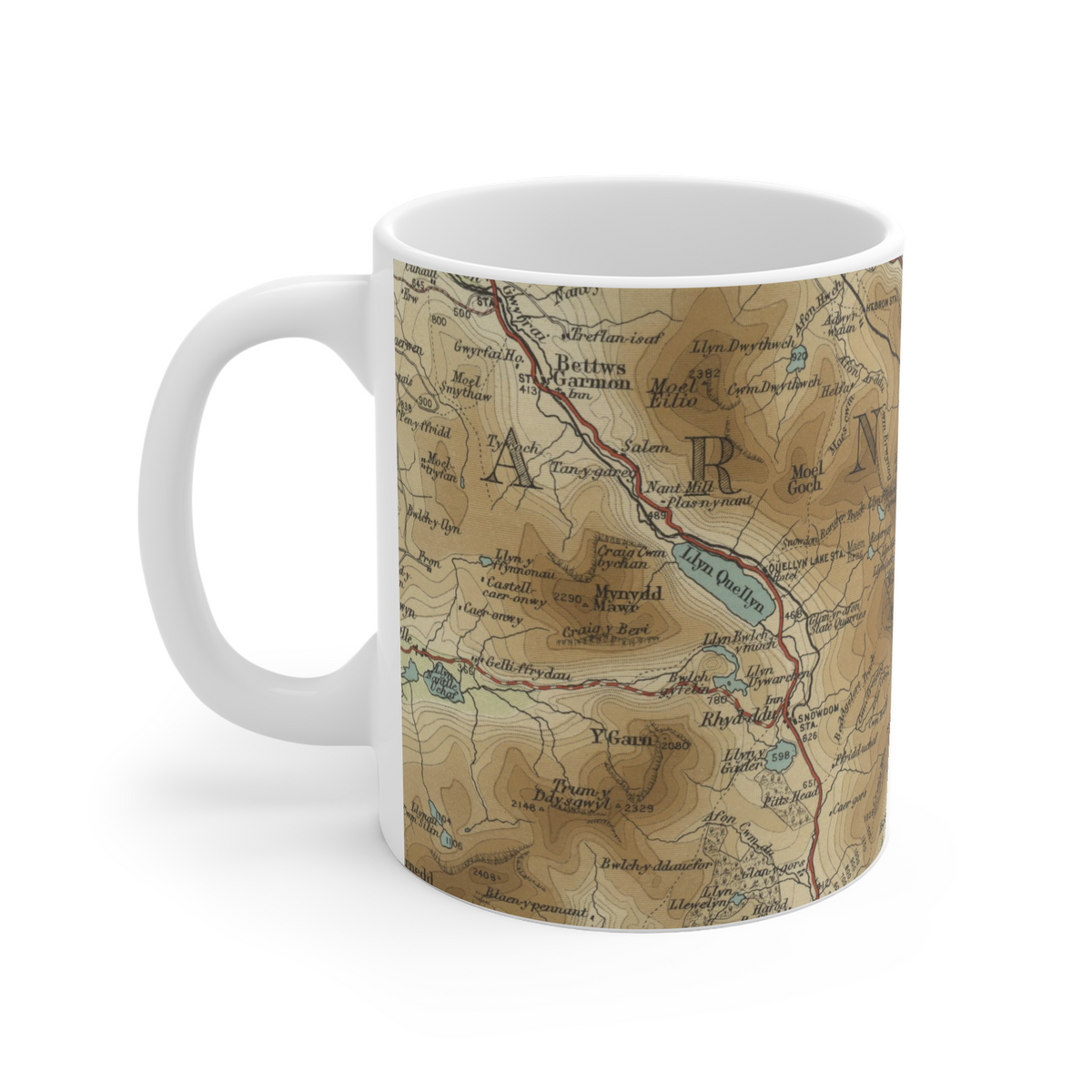 Yr Wyddfa (Snowdon) historic map mug, Bartholomew Half-Inch, 1904