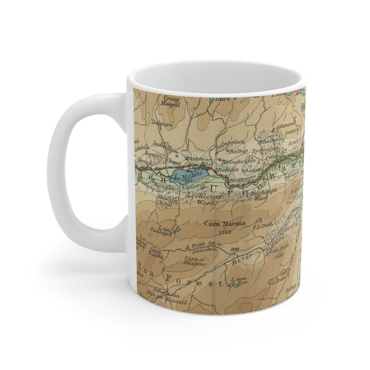 Loch Ness historic map mug, Bartholomew Half-Inch, 1902