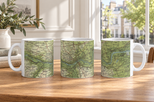 Newcastle-upon-Tyne historic map mug, Bartholomew Half-Inch, 1902